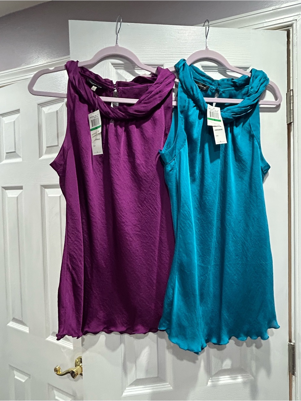 Bundle- 2 Spense Sleeveless Twist-Neck Camisole in Purple and Teal